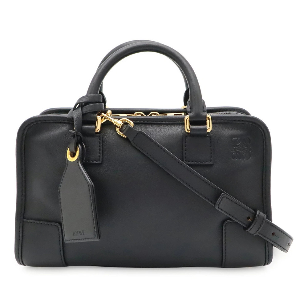 Loewe Amazona Anagram Boston Leather 2Way Shoulder Bag Black